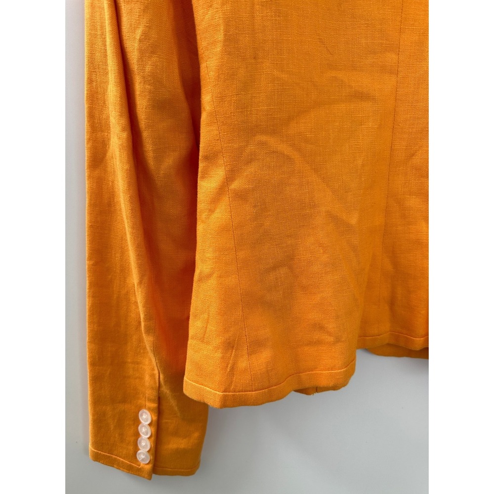 Lauren Ralph Lauren 100% Linen 3-Button Orange Blazer Jacket Women's Size 4 - Picture 3 of 13